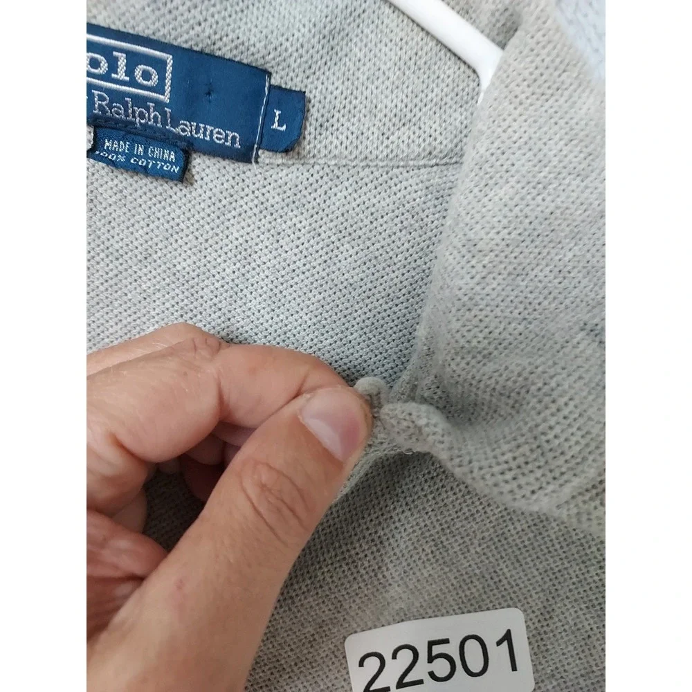 Vintage Polo Ralph Lauren Shirt Mens Large Loop Camp Johnny Collar Gray L 90s